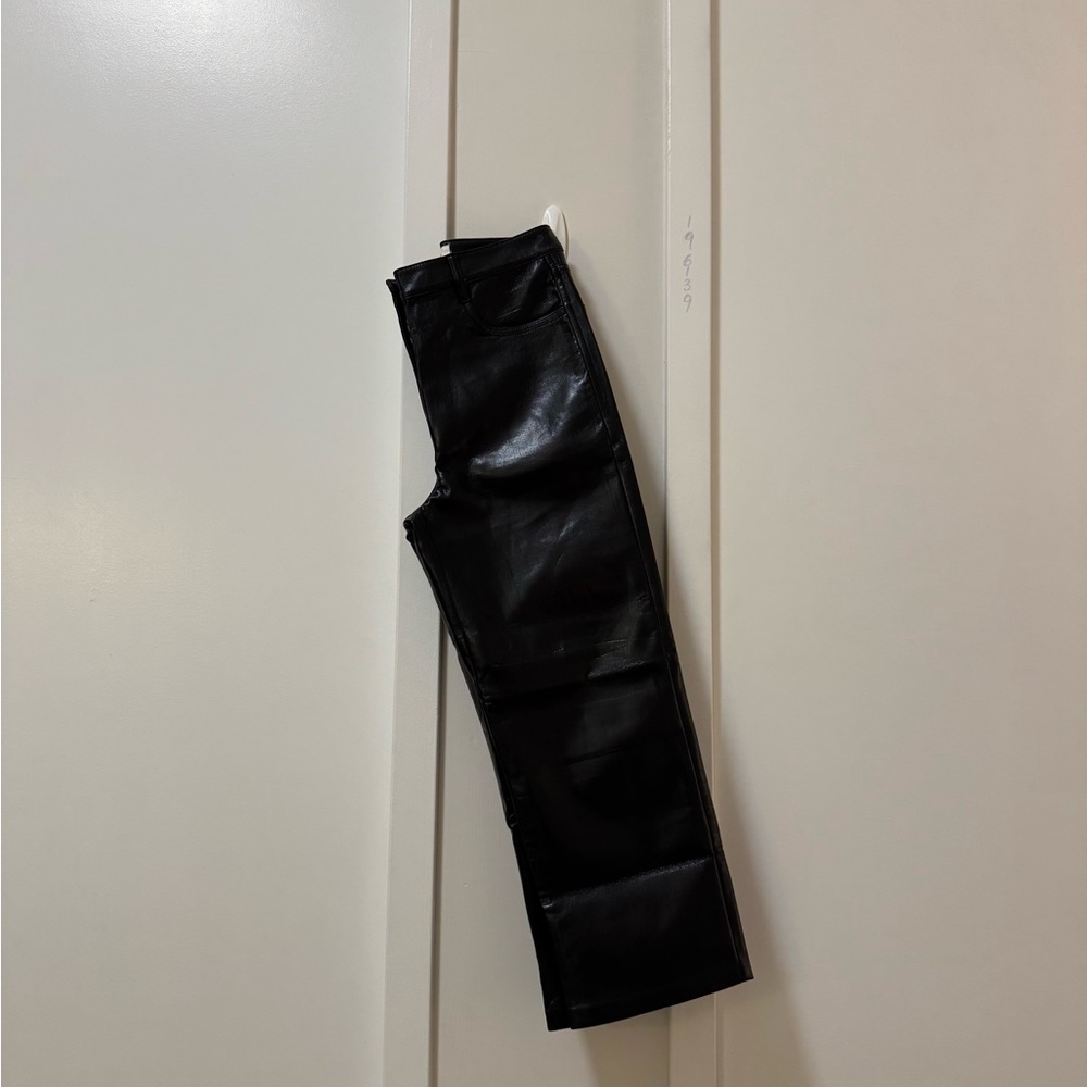 Aritzia Black Leather Cropped Pants
